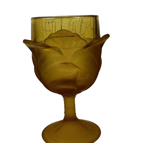LG WRIGHT Other - Amber Glass Cabbage Leaf Goblet By L G Wright Beautiful RARE!